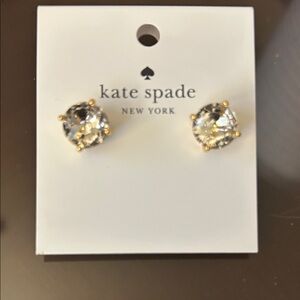 kate spade Clear Crystal Stud Earrings with Gold Prongs